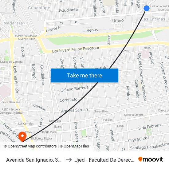 Avenida San Ignacio, 312 to Ujed - Facultad De Derecho map