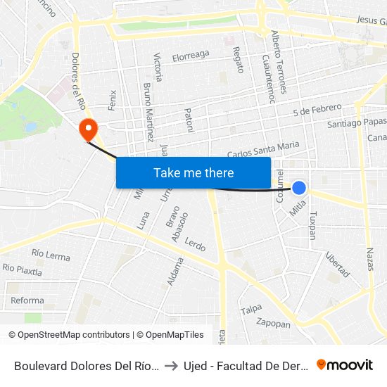Boulevard Dolores Del Río, 815 to Ujed - Facultad De Derecho map