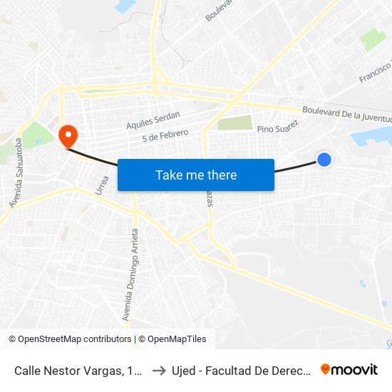 Calle Nestor Vargas, 112 to Ujed - Facultad De Derecho map