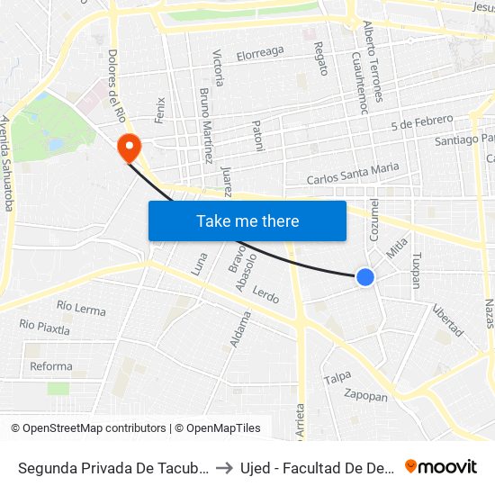 Segunda Privada De Tacuba, 102 to Ujed - Facultad De Derecho map