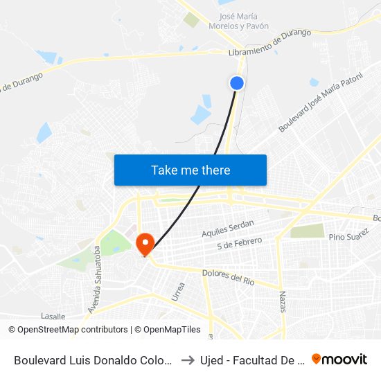 Boulevard Luis Donaldo Colosio M., 1015 to Ujed - Facultad De Derecho map