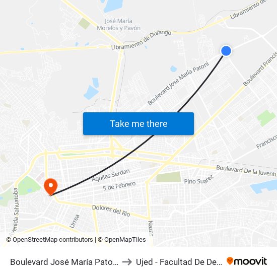 Boulevard José María Patoni, 809 to Ujed - Facultad De Derecho map