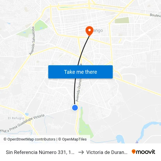 Sin Referencia Número 331, 108 to Victoria de Durango map