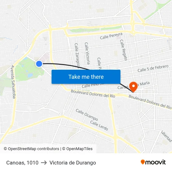 Canoas, 1010 to Victoria de Durango map