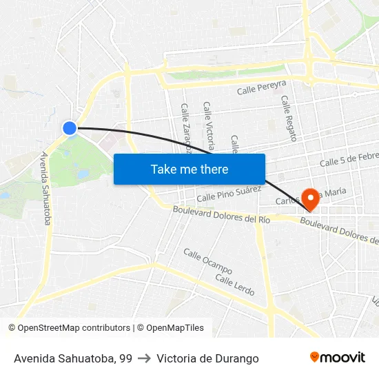 Avenida Sahuatoba, 99 to Victoria de Durango map