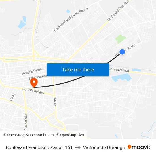 Boulevard Francisco Zarco, 161 to Victoria de Durango map