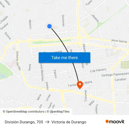 División Durango, 705 to Victoria de Durango map