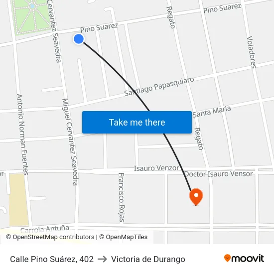 Calle Pino Suárez, 402 to Victoria de Durango map