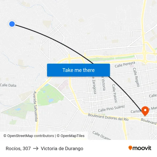 Rocíos, 307 to Victoria de Durango map