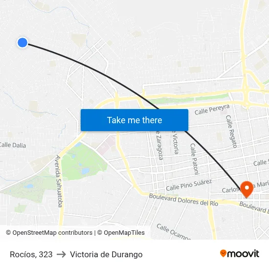 Rocíos, 323 to Victoria de Durango map