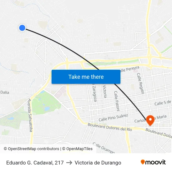 Eduardo G. Cadaval, 217 to Victoria de Durango map