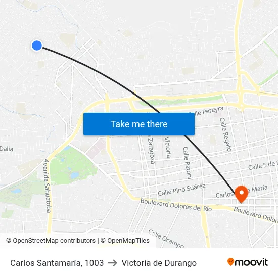 Carlos Santamaría, 1003 to Victoria de Durango map