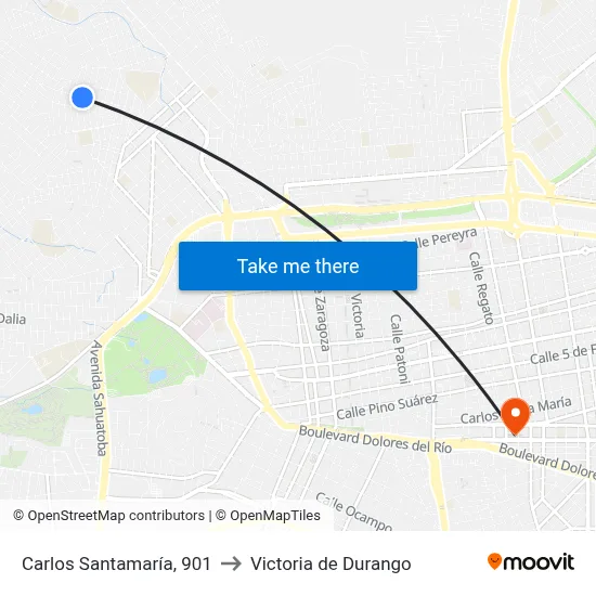 Carlos Santamaría, 901 to Victoria de Durango map
