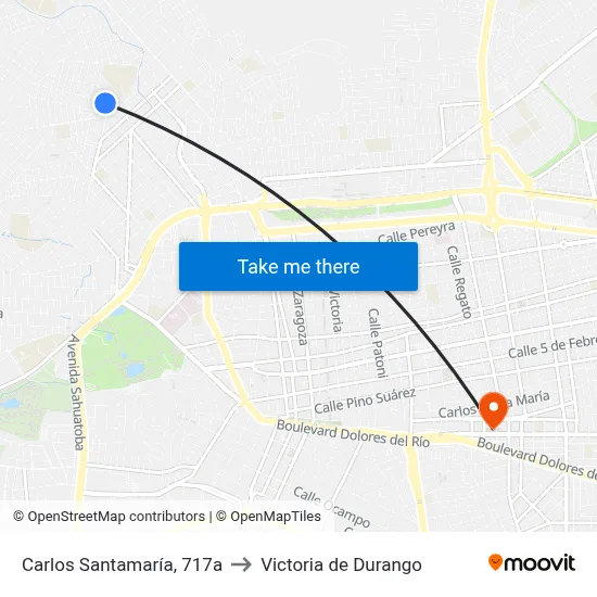 Carlos Santamaría, 717a to Victoria de Durango map