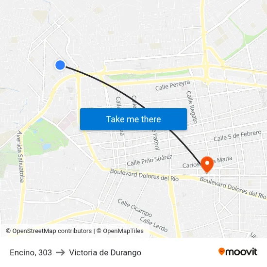 Encino, 303 to Victoria de Durango map
