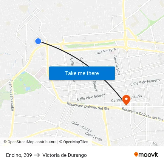Encino, 209 to Victoria de Durango map
