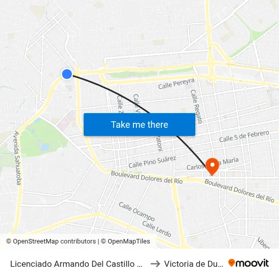 Licenciado Armando Del Castillo Franco, 400 to Victoria de Durango map