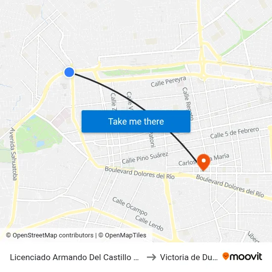 Licenciado Armando Del Castillo Franco, 106 to Victoria de Durango map