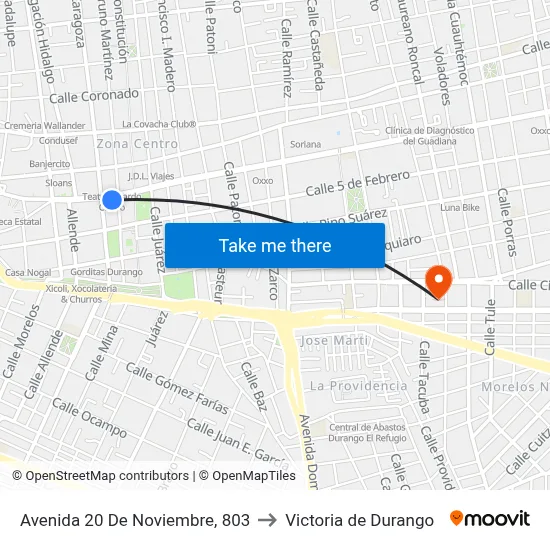 Avenida 20 De Noviembre, 803 to Victoria de Durango map