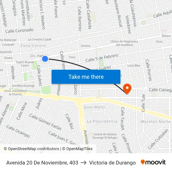 Avenida 20 De Noviembre, 403 to Victoria de Durango map