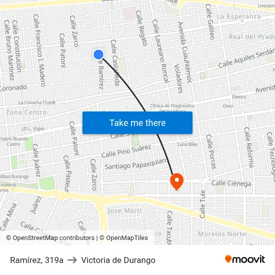 Ramírez, 319a to Victoria de Durango map