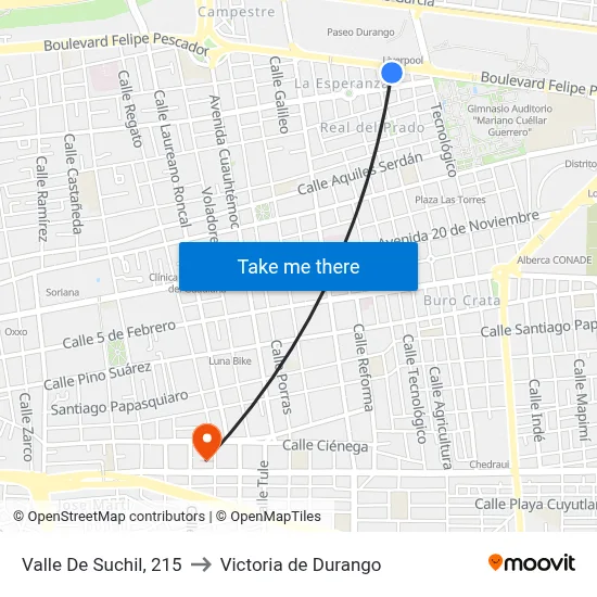Valle De Suchil, 215 to Victoria de Durango map