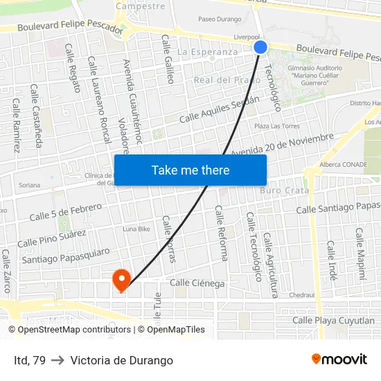 Itd, 79 to Victoria de Durango map