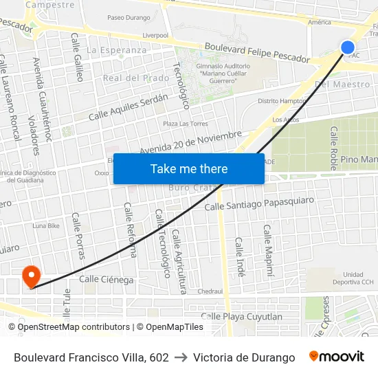 Boulevard Francisco Villa, 602 to Victoria de Durango map