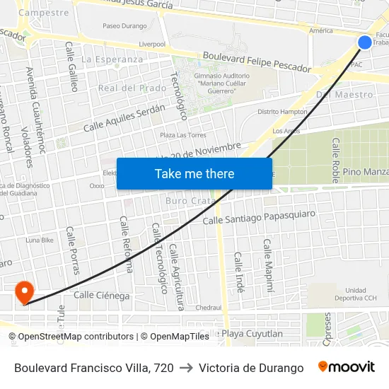 Boulevard Francisco Villa, 720 to Victoria de Durango map