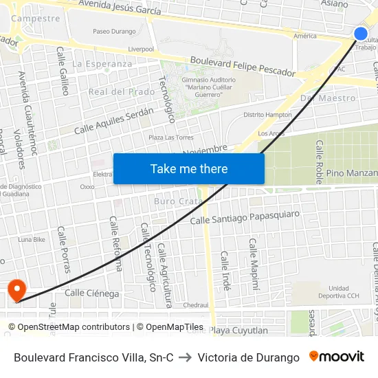 Boulevard Francisco Villa, Sn-C to Victoria de Durango map
