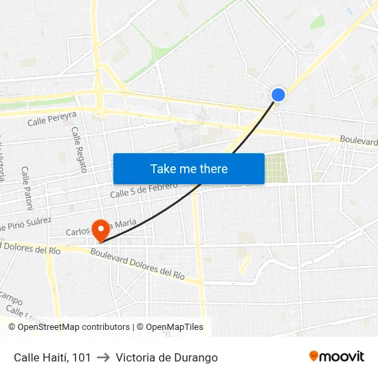 Calle Haití, 101 to Victoria de Durango map