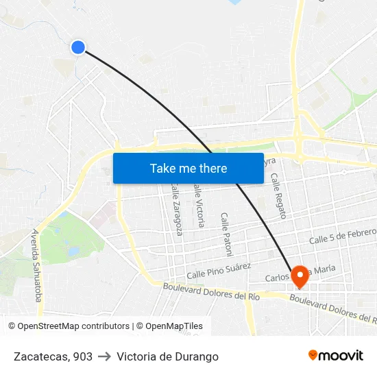 Zacatecas, 903 to Victoria de Durango map