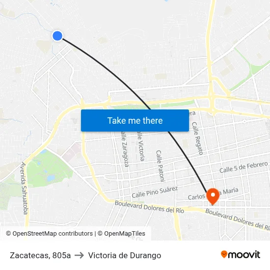 Zacatecas, 805a to Victoria de Durango map