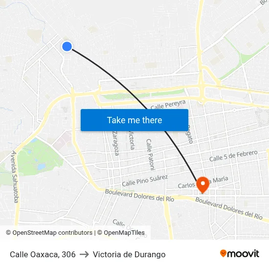 Calle Oaxaca, 306 to Victoria de Durango map