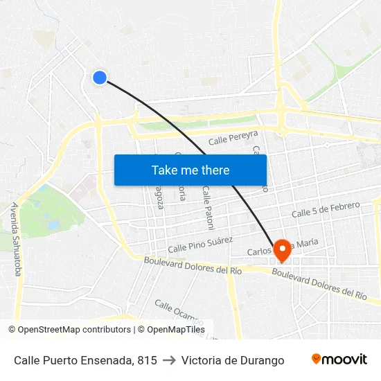 Calle Puerto Ensenada, 815 to Victoria de Durango map