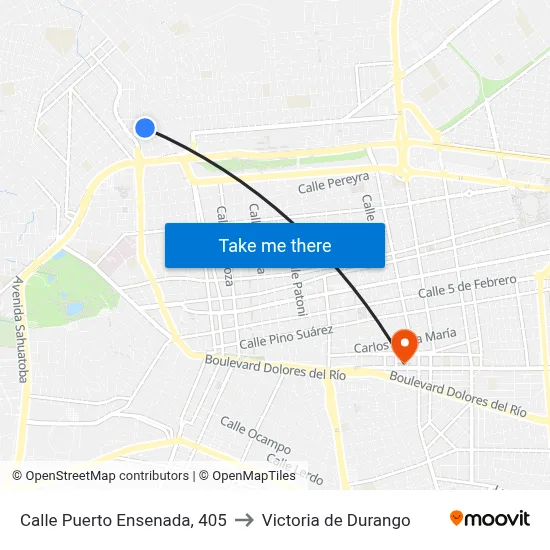 Calle Puerto Ensenada, 405 to Victoria de Durango map