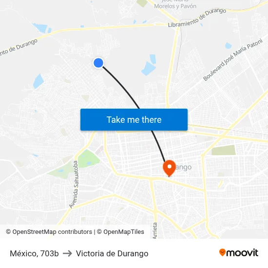 México, 703b to Victoria de Durango map