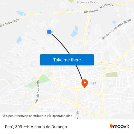 Perú, 309 to Victoria de Durango map