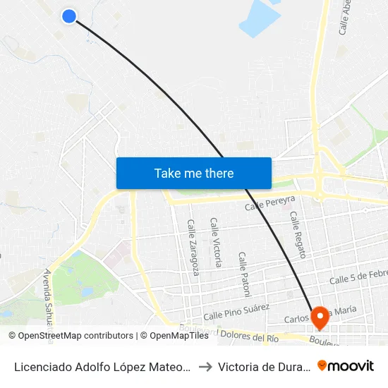 Licenciado Adolfo López Mateos, 407 to Victoria de Durango map