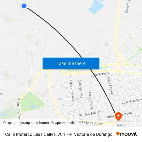 Calle Plutarco Elias Calles, 704 to Victoria de Durango map