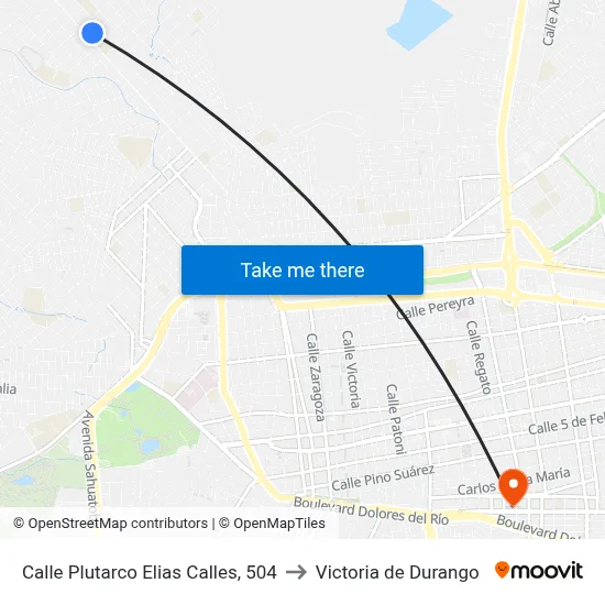 Calle Plutarco Elias Calles, 504 to Victoria de Durango map