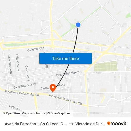 Avenida Ferrocarril, Sn-C Local Comercial to Victoria de Durango map
