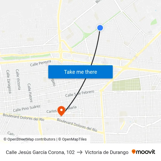 Calle Jesús García Corona, 102 to Victoria de Durango map