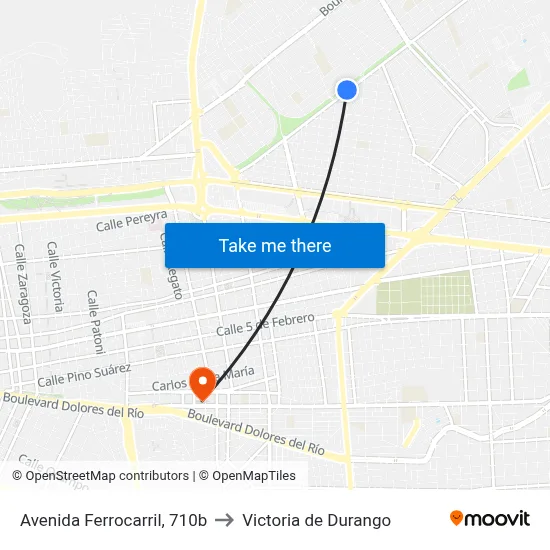 Avenida Ferrocarril, 710b to Victoria de Durango map