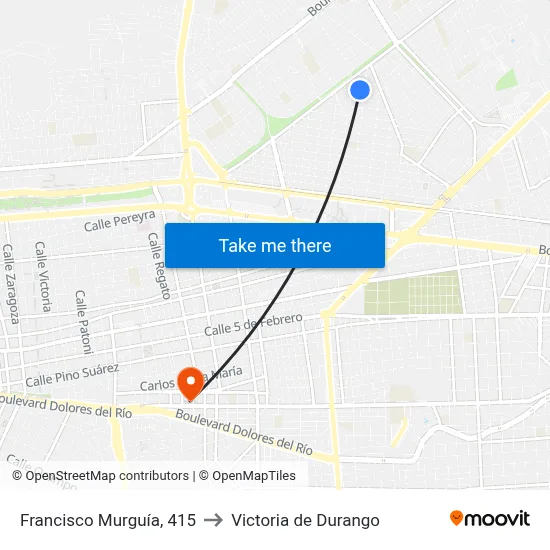 Francisco Murguía, 415 to Victoria de Durango map