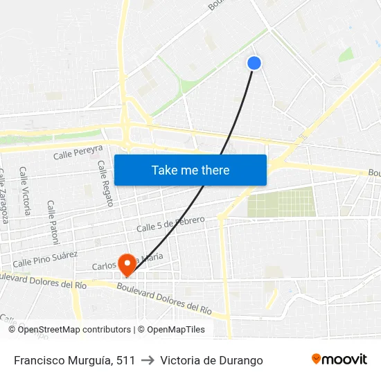 Francisco Murguía, 511 to Victoria de Durango map