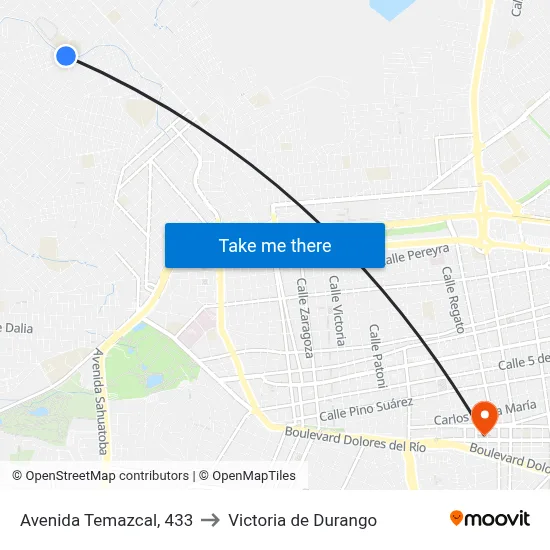 Avenida Temazcal, 433 to Victoria de Durango map
