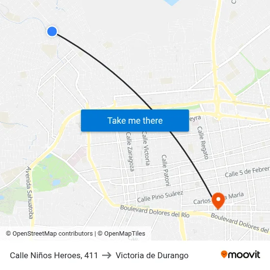 Calle Niños Heroes, 411 to Victoria de Durango map