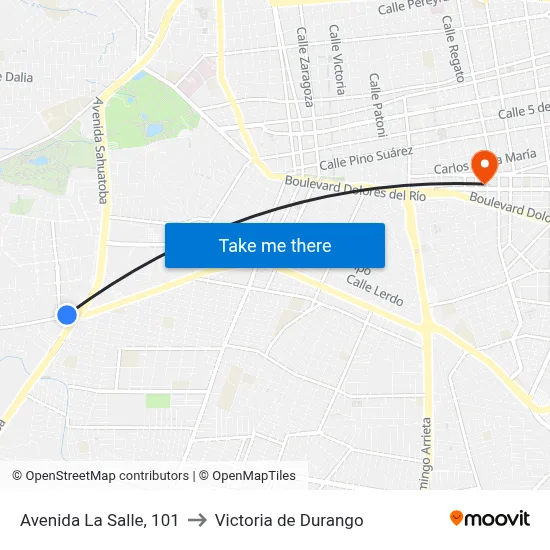 Avenida La Salle, 101 to Victoria de Durango map