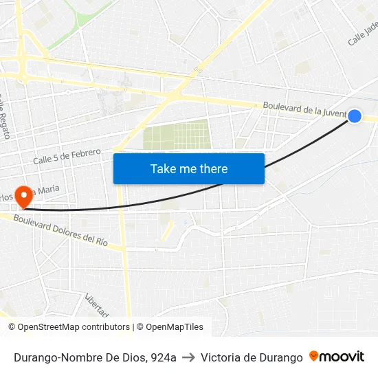 Durango-Nombre De Dios, 924a to Victoria de Durango map